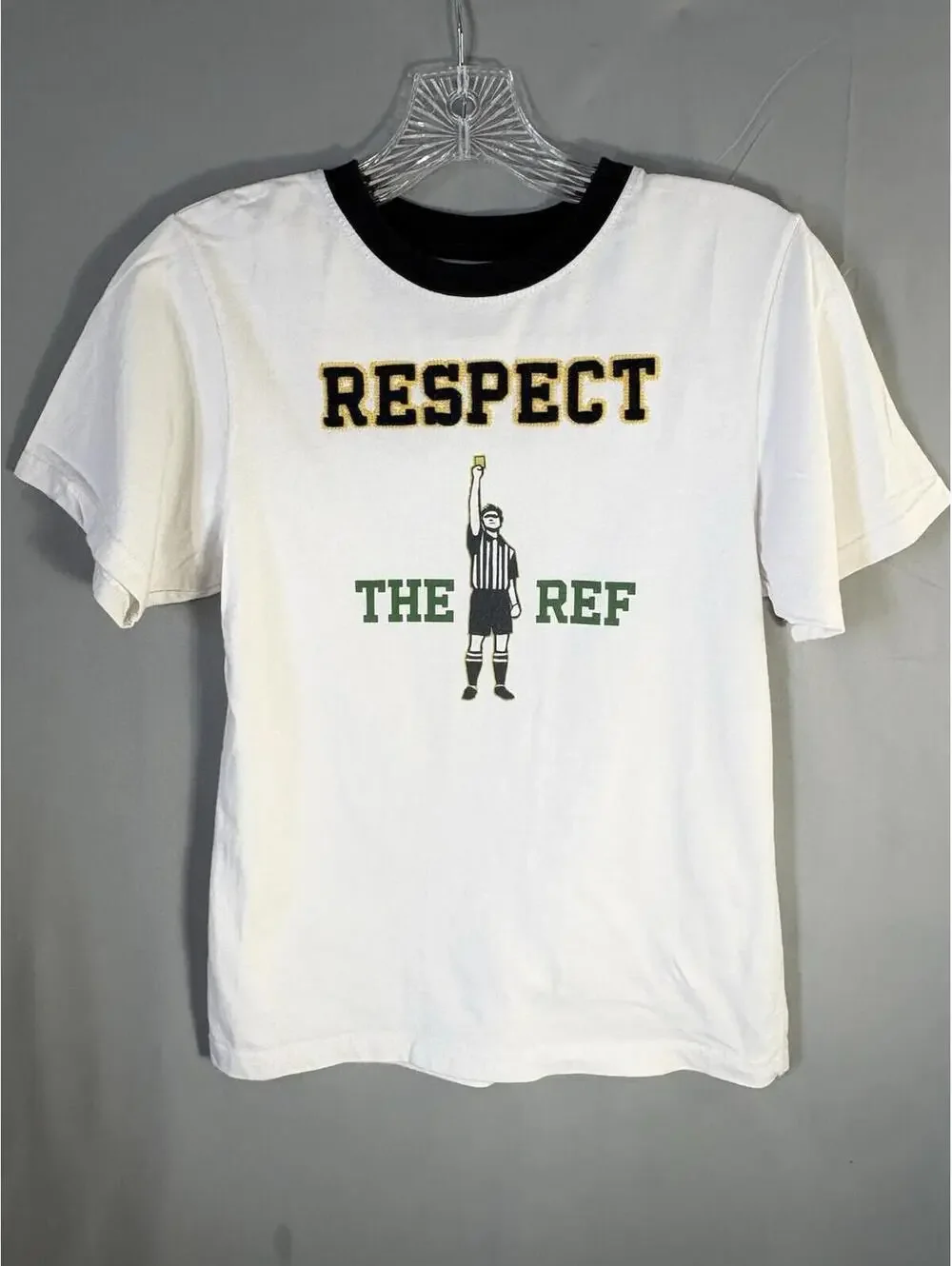 Gymboree Respect The Ref Soccer Embroidered Ringer Tee Youth Size 10 White 2009